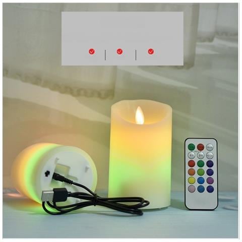 Candela Led Ricaricabile Senza Fiamma Con Telecomando - 7.5x18cm, Effetto Fiamma Oscillante - Foto 2