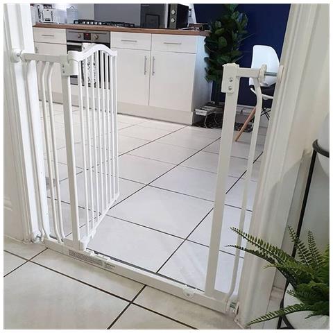 Bettacare Cancelletto Per Cani Con Parte Superiore Incurvata, 188cm - 197cm, Bianco Opaco - Foto 2