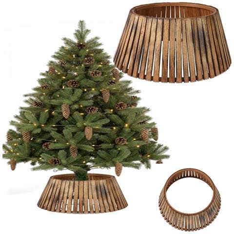 Copertura per vaso su base albero di Natale, legno, rustica - Foto 4