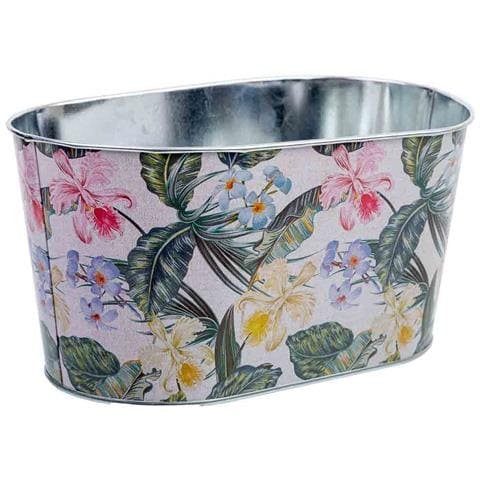 Cestino In Metallo Stampato A Fiori 22,5x13,7x11,3 B20x11 - Foto 1