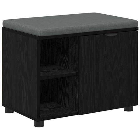 Panca per ingresso con cuscino Rovere Nero 60 x 38 x 46 cm - Foto 1