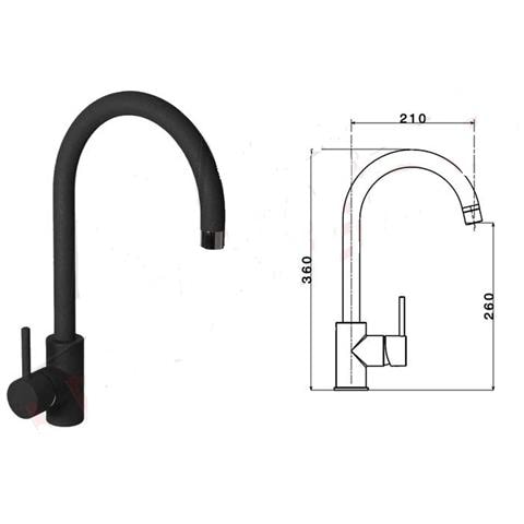 Miscelatore Da Cucina Monocomando A Canna Alta Granito Nero Apl7781gb - Foto 1