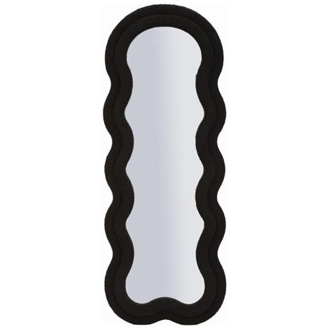 Specchio Da Parete Teddy Wavy In Bouclé Nero 67x166 Cm - Foto 1