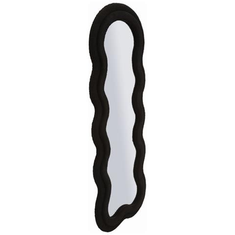 Specchio Da Parete Teddy Wavy In Bouclé Nero 67x166 Cm - Foto 2