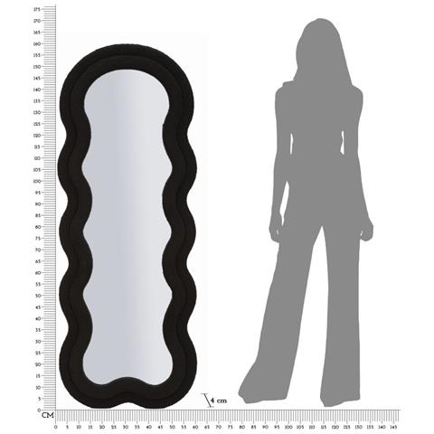 Specchio Da Parete Teddy Wavy In Bouclé Nero 67x166 Cm - Foto 8
