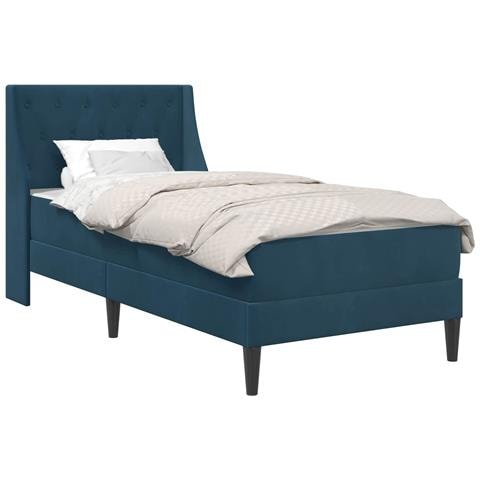 Struttura letto con materasso Blu 90 x 200 cm Velluto - Foto 1