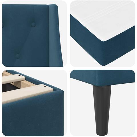 Struttura letto con materasso Blu 90 x 200 cm Velluto - Foto 9