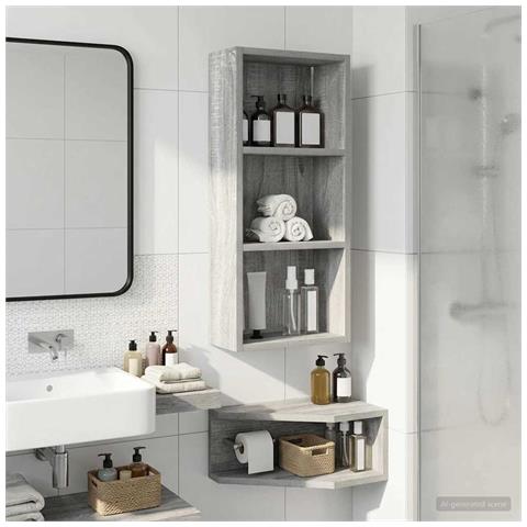 Armadio da bagno a muro Sonoma grigia 30 x 14 x 70 cm - Foto 2