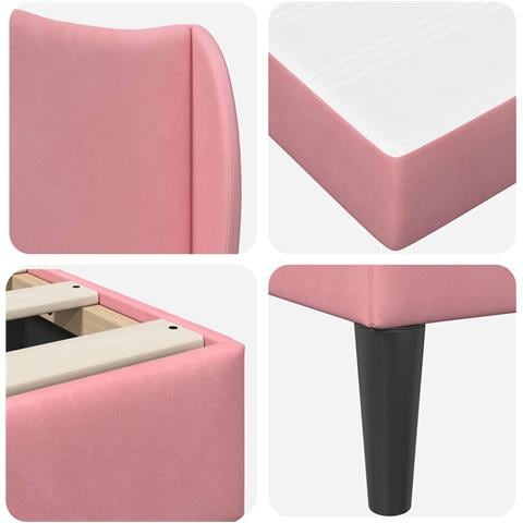 Struttura del letto con testiera Rosa 80 x 200 cm Velluto - Foto 9