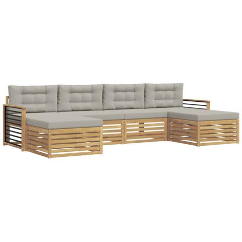 Set divani con cuscino 6 pcs Bianco e Grigio Chiaro - Foto 1