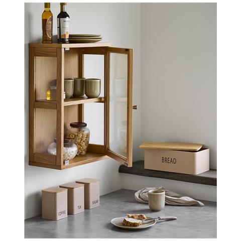 Set Cucina Tula: Panettiera E 3 Contenitori In Metallo Beige E Bambù - Foto 7