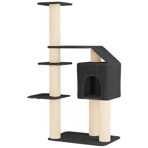 Albero per gatti con pali per graffiare in sisal Grigio Scuro - Foto 1