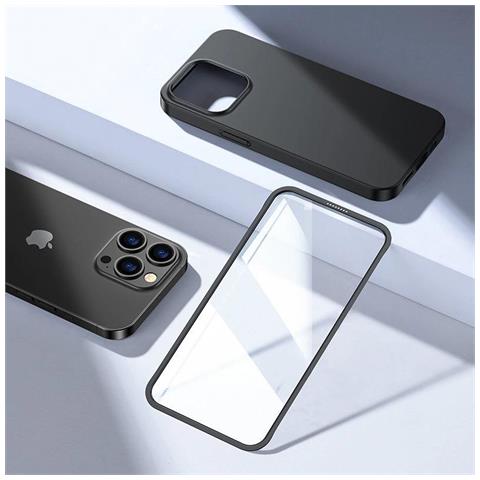 Copertura Anteriore E Posteriore Per Iphone 13 Pro Max + Protezione In Vetro Temperato Per Schermo Nera (jr-bp928 Nera) - Foto 2