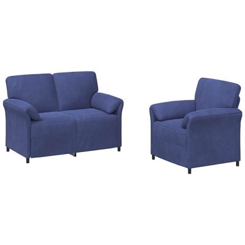 Set di divani 2 pz Blu Polizia Velluto - Foto 1
