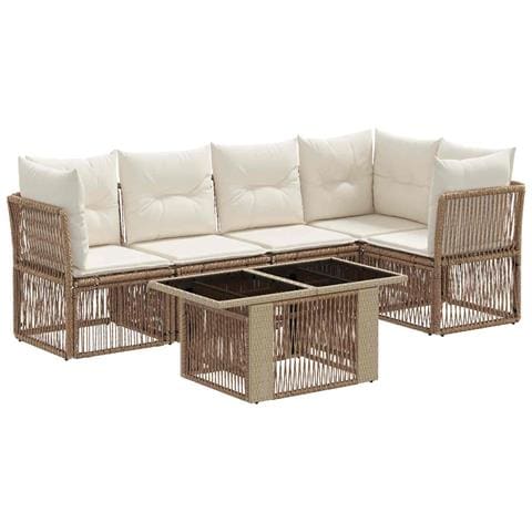 Set Divano da Giardino 6 pz Beige polyrattan - Foto 1