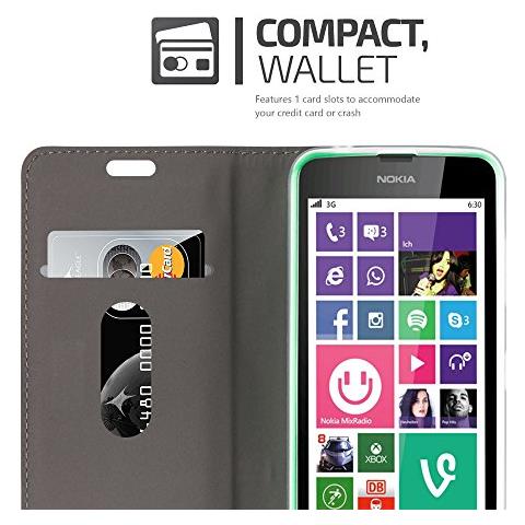 Custodia Compatibile Con Nokia Lumia 630 In Grigio Chiaro Marrone - Coperchio Protettiva Con Chiusura Magnetica, Funzione Stand E Tasca Per Le Carte - Foto 2