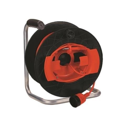 Avvolgicavo Industriale Serie Garden Cavo 50m Spina St. Ital. 16a S17 Al Centro + 1 Presa Bipasso 2p+t 16a P40 Supporto Metallico Carrellato Ip55 11193 - Foto 1