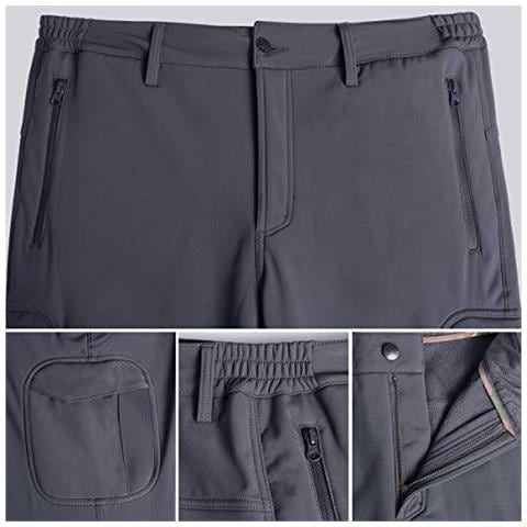 Pantaloni Libero Soldato Walking Per Gli Uomini Invernali Impermeabili Pantaloni Outdoor Trekking Pantaloni Softshell Pile Giacca Con Shorty (nero 32)  - Foto 2