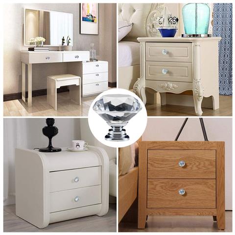 Pomelli Romboidali In Vetro Trasparente/argento 8 Pz - Foto 10