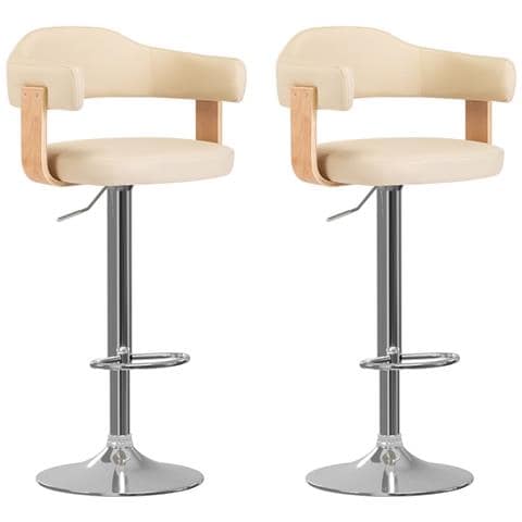 Sgabelli Da Bar 2 Pz Crema In Legno Curvo E Similpelle - Foto 1