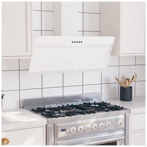 VIDAXL Cappa A Parete 90 Cm In Acciaio E Vetro Temperato Bianco
