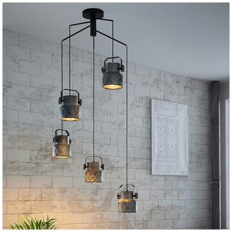 Lampadario Moderno Hilcott 5 Luci Pendenti Acciaio Nero - Foto 2