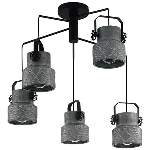Lampadario Moderno Hilcott 5 Luci Pendenti Acciaio Nero - Foto 1