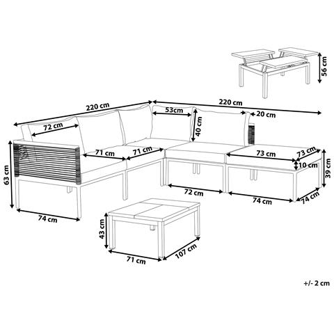 Lounge Set A 6 Posti In Alluminio Grigio Forano - Foto 2