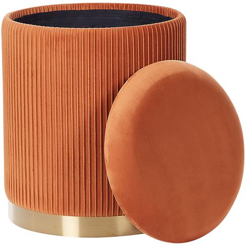Set Di 2 Pouf Contenitore Miramar Velluto Arancione - Foto 8