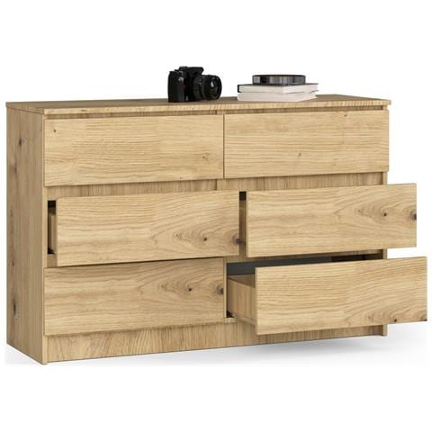 Cassettiera K120, 6 cassetti, 120x40x77 cm, Colore Quercia Artisan - Foto 2