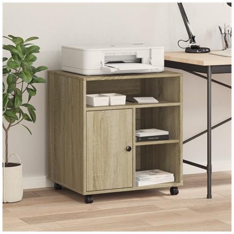 Supporto Per Stampante Con Ruote Rovere Sonoma 60x50x67 Cm - Foto 3