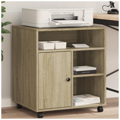 Supporto Per Stampante Con Ruote Rovere Sonoma 60x50x67 Cm - Foto 1