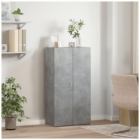 Schedario Grigio Cemento 60x32x115 Cm In Legno Multistrato - Foto 3