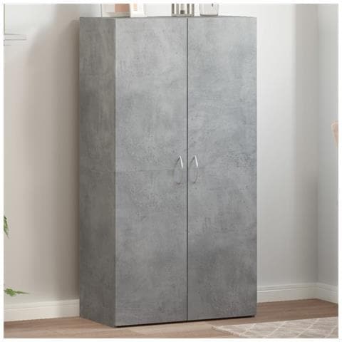 Schedario Grigio Cemento 60x32x115 Cm In Legno Multistrato - Foto 1
