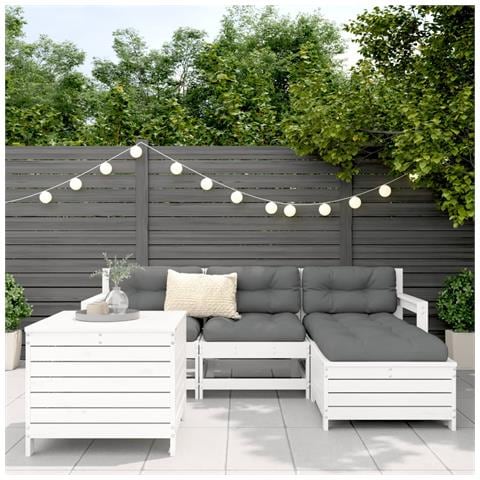 Set Salotto Da Giardino 5 Pz Bianco In Legno Massello Di Pino - Foto 2