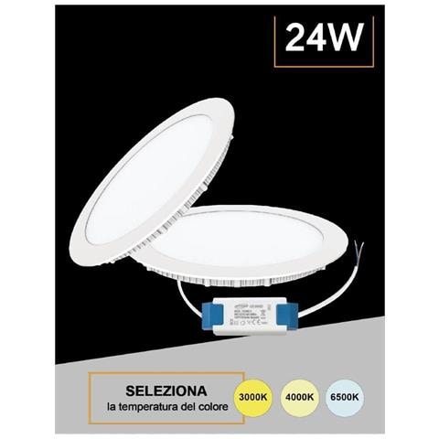 Pannello Led A Incasso Faretto Slim 24 Watt 3 Colori Luce Bianca Calda Naturale - Foto 1