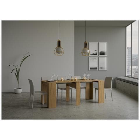 Consolle Allungabile 90x48/204 Cm Basic Small Quercia Natura - Foto 2