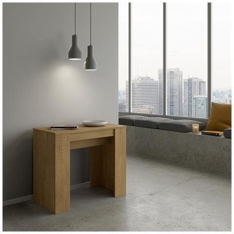 Consolle Allungabile 90x48/204 Cm Basic Small Quercia Natura - Foto 4
