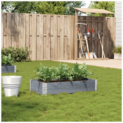 Fioriera Da Giardino Grigia 40x40x78 Cm Legno Massello Di Pino - Foto 1