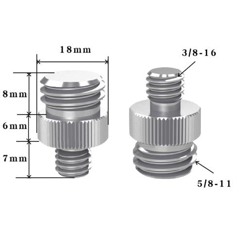 Set Di Adattatori Per Treppiede Da 5: Adattatore Filettato Da 1/4-20 Pollici A 5/8-11 Pollici Silver 3/8-16 - Foto 1