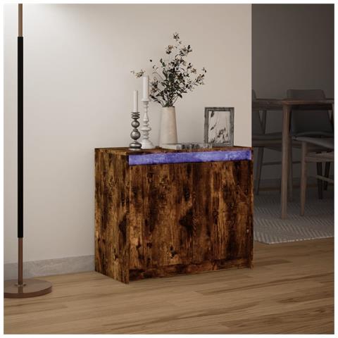 Credenza con LED Rovere Fumo 72x34x61 cm in Legno Multistrato - Foto 2