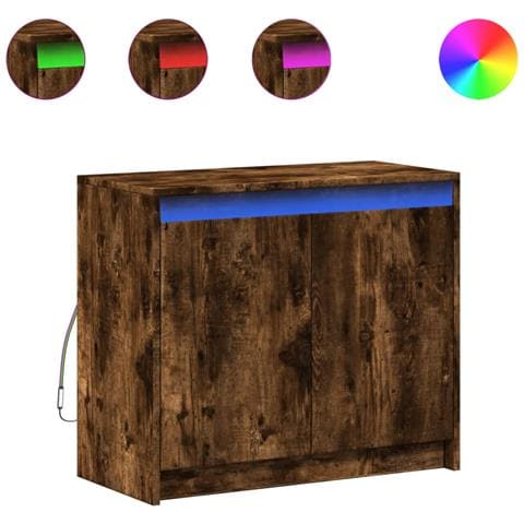 Credenza con LED Rovere Fumo 72x34x61 cm in Legno Multistrato - Foto 1