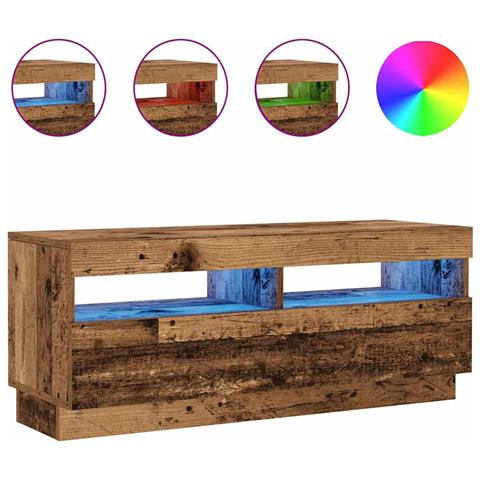 Mobile Porta TV con LED Legno Antico 100x35x40 cm Truciolato - Foto 1
