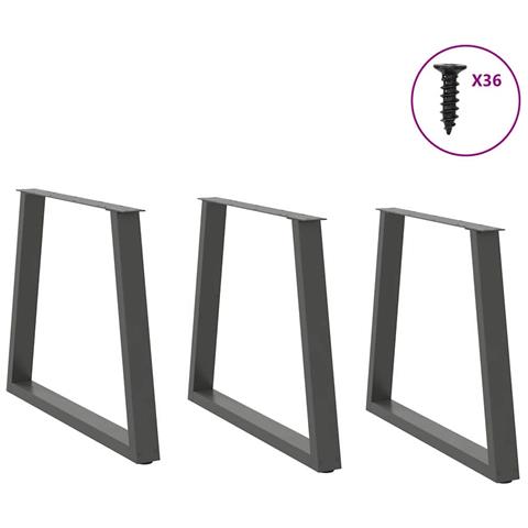 Gambe Tavolo Pranzo A V 3 Pz Antracite 80x(72-73,3)cm Acciaio - Foto 3