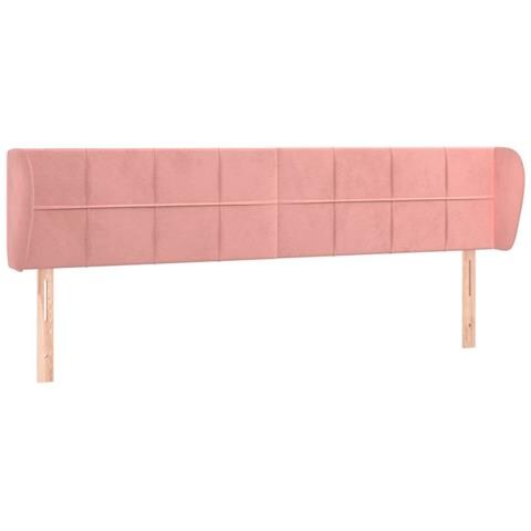 Testiera Ad Orecchio Rosa 203x23x78/88 Cm In Velluto - Foto 2