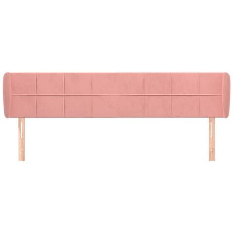 Testiera Ad Orecchio Rosa 203x23x78/88 Cm In Velluto - Foto 3