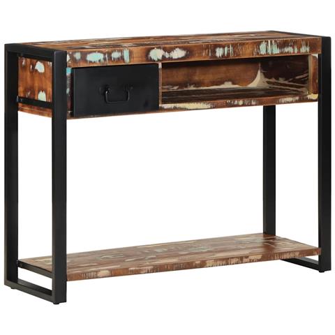 Tavolo Consolle Multicolore 100x35x75cm Legno Massello Recupero - Foto 1