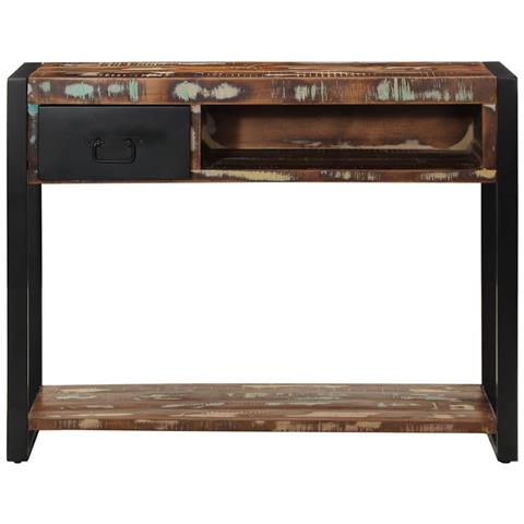 Tavolo Consolle Multicolore 100x35x75cm Legno Massello Recupero - Foto 2