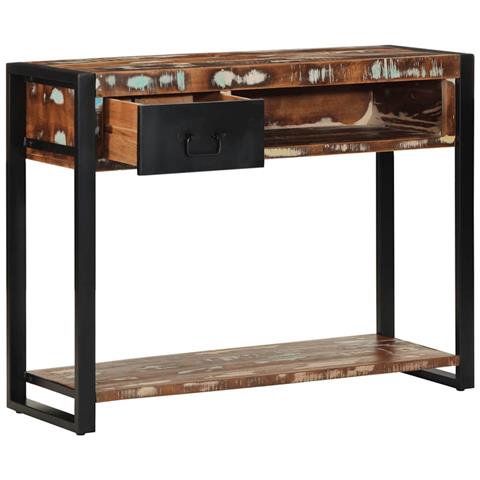 Tavolo Consolle Multicolore 100x35x75cm Legno Massello Recupero - Foto 3