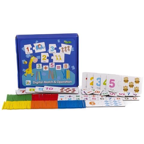 Gioco Matematico Educativo. Gioco Di Coppie Di Numeri E Animali, Simboli Matematici E Stecche Di Legno Per Eseguire Operazioni. - Foto 1